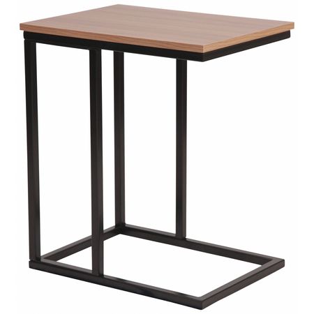 Flash Furniture Rectangle Side Table, Black Metal, Cantilever Base, 19" W, 13.5" L, 22" H, Laminate Top, Wood Grain NAN-ST6819-GG