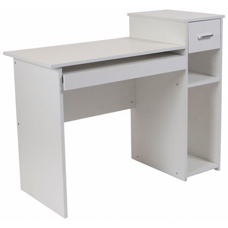 Flash Furniture Computer Desk, 19" D, 42" W, 29-1/2" H, White, Laminate, Table Top: Wood NAN-NJ-HD3518-W-GG