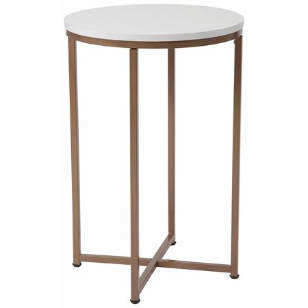 Flash Furniture Round End Table, 15.75" W, 15.75" L, 24" H, Laminate Top, White NAN-JH-1787ET-GG