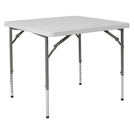 Flash Furniture Square Folding Table, Plastc, 34'' Sqr, Adj, Wht, 33.5" W, 33.5" L, 29" H, Plastic Top, White RB-3434ADJ-GG