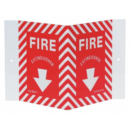 JESSUP GLO BRITE Fire Extingshr, Rigid, V-Sign, 5.75"x8.75" FS-7520-R-209