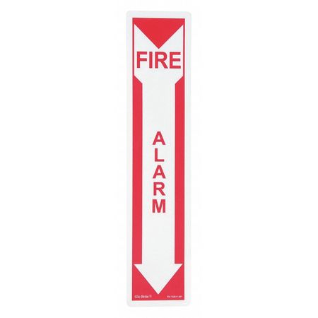 JESSUP GLO BRITE Fire Alarm Arrow, Red On PL, 4"x18" FS-7520-F-201