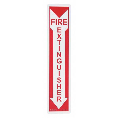 JESSUP GLO BRITE Fire Extinguisher Arrow, Red On PL, 4"x18" FS-7520-F-202