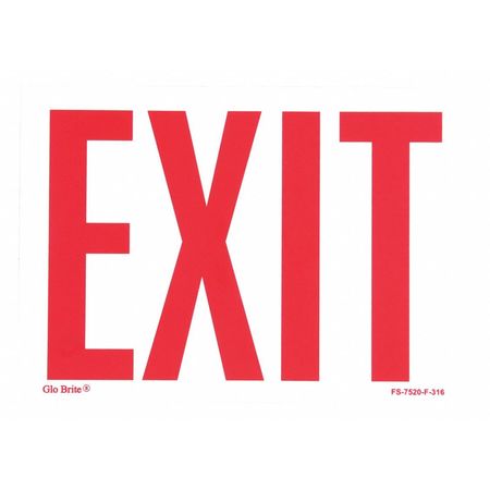 JESSUP GLO BRITE Exit Sign, Red On PL, 7"x10" FS-7520-F-316