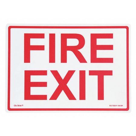 JESSUP GLO BRITE Fire Exit, Red OnPL, 14"x10" EG-7520-F-104-RP