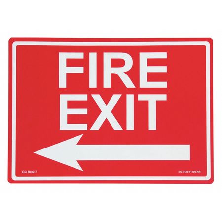 JESSUP GLO BRITE Fire Exit Left Arrow, Red On PL, 14"x10" EG-7520-F-106-RN
