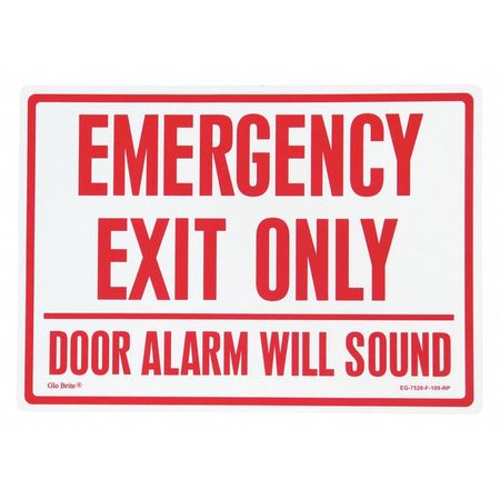 JESSUP GLO BRITE Emergency Exit Alarm, Red On PL, 14"x10" EG-7520-F-109-RP