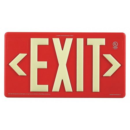 JESSUP GLO BRITE Exit Sign, PM100, Red Double Sided 7072-B