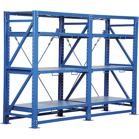 Vestil Blue Roll Out Shelving Unit 32"Dx114"Wx80"H 6 Shelves 6000lb Capacity VRSOR-114