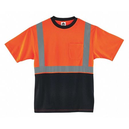 GLOWEAR BY ERGODYNE Black Front Safety T-Shirt, 4XL, Orange 8289BK