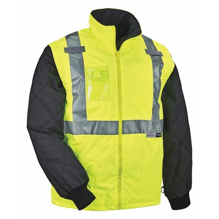GLOWEAR BY ERGODYNE Convertible Thermal Jacket, Lime, XL 8287
