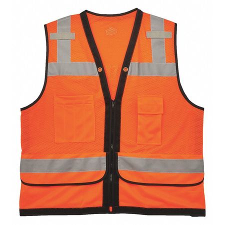GLOWEAR BY ERGODYNE Orange Mesh Surveyors Vest, Org, L/XL 8253HDZ