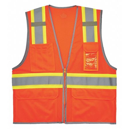 GLOWEAR BY ERGODYNE Two Tone Mesh Safety Vest, Orange, L/XL 8246Z