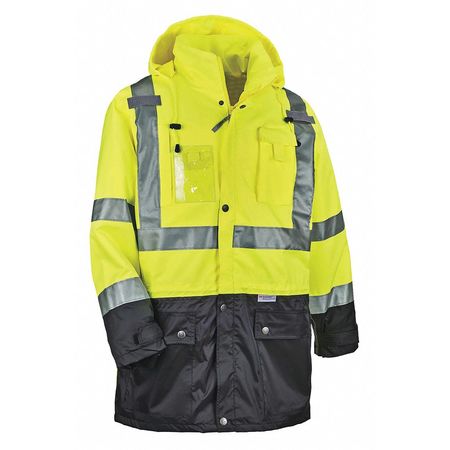 GLOWEAR BY ERGODYNE Outer Shell Hi-Vis Jacket, Lime, 3XL 8386