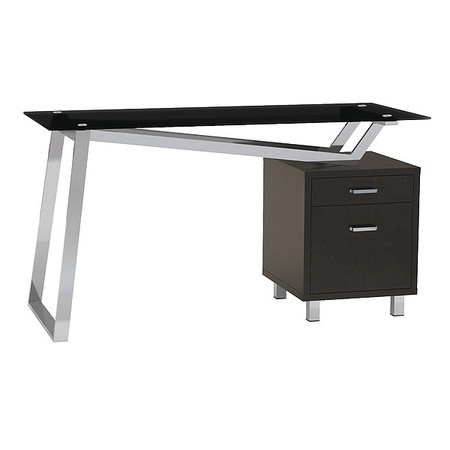Mayline V-Desk, w/Glass Top, Pedestal, Blk 1001VGB