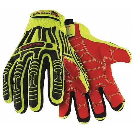 HEXARMOR Hi-Vis Cut Resistant Impact Gloves, A3 Cut Level, Uncoated, 3XL, 1 PR 2020-XXXL (12)