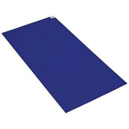 CONDOR Tacky Floor Mat, 18 in Wide x 45 in Long, 2 mil Thickness, Polyethylene, Blue, Pack of 4 31AN14