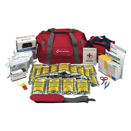 First Aid Only Survival Kit, Red, 8inHx14inLx14inW 90489
