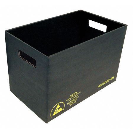 Protektive Pak ESD Conductive Bin, Black, Cardboard, 17 5/8 in L, 10 1/2 in W, 5 1/2 in H, 565 gal Volume Capacity 37501