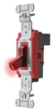 HUBBELL Pilot Lit Wall Swtch, 1-Pole, 120/277V, Red SNAP1221PLRNA