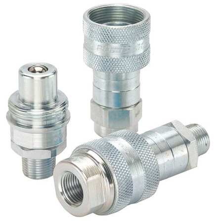 PARKER Hydraulic Quick Connect Hose Coupling Set, Steel Body, Ball Lock, 1/4"-18 Thread Size, 3000 Series 3000-2