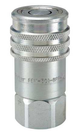 PARKER Hydraulic Quick Connect Hose Coupling, Steel Body, Push-to-Connect Lock, 1/4"-18 Thread Size FEM-251-4FP-NL
