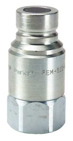 PARKER Hydraulic Quick Connect Hose Coupling, Steel Body, Push-to-Connect Lock, 1/4"-18 Thread Size FEM-252-4FP