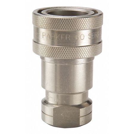 PARKER Hydraulic Quick Connect Hose Coupling, 316 Stainless Steel Body, Sleeve Lock, 3/4"-14 Thread Size SSH6-62Y