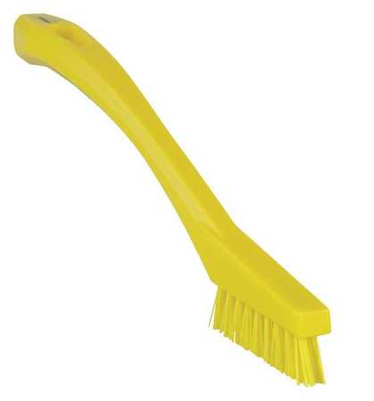 Vikan 1/2 in W Detail Brush, Stiff, 5 1/2 in L Handle, 2 in L Brush, Yellow, Plastic, 8 in L Overall 44016