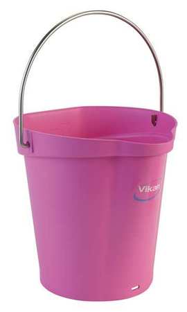 Vikan Round Hygienic Bucket, 9 19/32 in Dia, Pink, polypropylene 56881