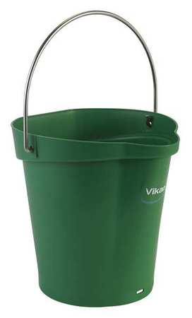 Vikan Round Hygienic Bucket, 9 19/32 in Dia, Green, polypropylene 56882