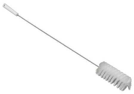 Vikan Tube and Valve Brush, Medium, 4 3/4 in L Handle, 6 1/4 in L Brush, White, Polypropylene 53835