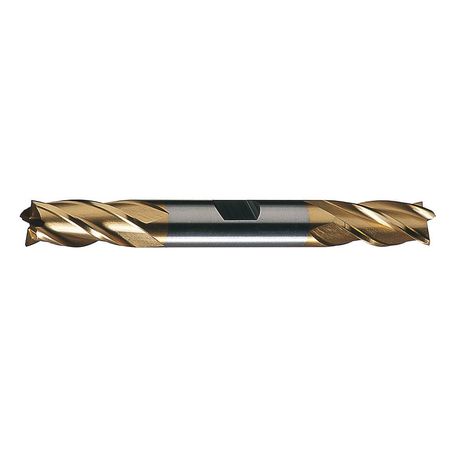 CLEVELAND 4-Flute HSS Center Cutting Square Double End Mill Cleveland HD-4C-TN TiN 3/16x3/8x1/2x3-1/4 C33063