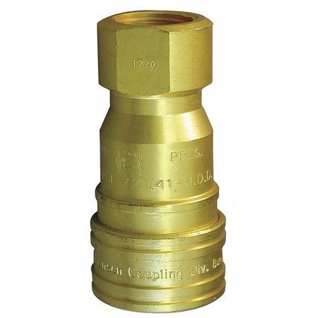 DANFOSS Hydraulic Quick Connect Hose Coupling, Brass Body, Push-to-Connect Lock, 3/8"-18 Thread Size 100006E