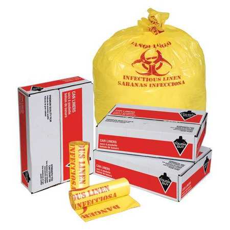 TOUGH GUY Hospital Islation Bag, 33gal, Yellow, PK100 31DK96