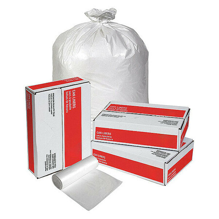 Tough Guy 60 Gal Trash Bags, 38 in x 58 in, Extra Heavy-Duty, 1 mil, White, 100 Pack 31DK52