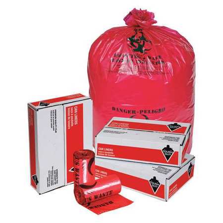 Tough Guy Hospital Isolation Bags, 44 gal., Red, PK25 31DL06