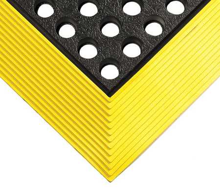 WEARWELL Black with Yellow Border Smooth Drainage Mat 3 Ft W x 4 Ft L, 5/8 In 476