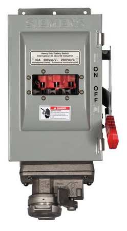 SIEMENS Nonfusible Safety Switch, Heavy Duty, 600V AC, 3PST, 30 A, NEMA 12 HNF361JCHW