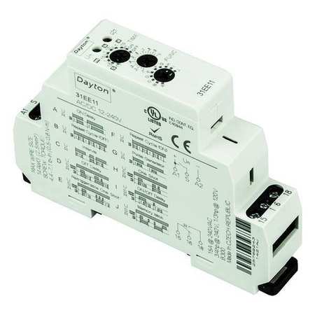 DAYTON Time Delay Rlay, 12 to 240VAC/DC, 15A, SPDT 31EE11