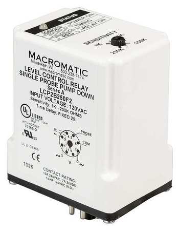 MACROMATIC Control Relay, Single Pump Up, 120V LCP2A250F2