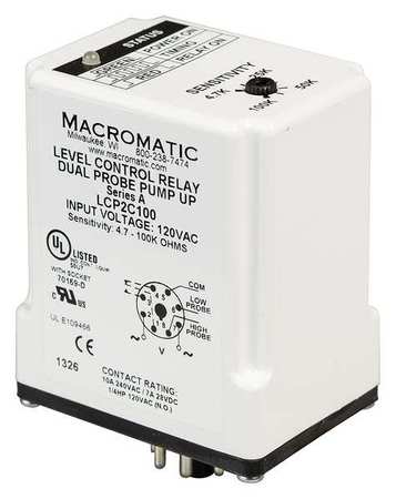 MACROMATIC Control Relay, Dual Pump Up, 120V LCP2C100