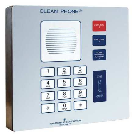HUBBELL GAI-TRONICS Cleanroom Telephone, Cordless, Wall Mount, Gray 295-001W