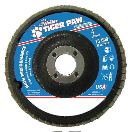 Weiler Abrasive Flap Disc, Medium, 4in., Phenolic 98823