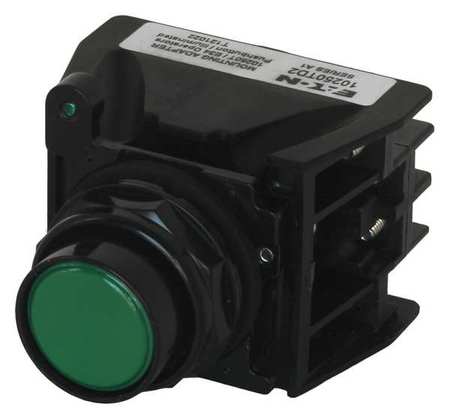 EATON Hazardous Location Push Button with Contacts, 30 mm, 2 NC, 2 NO, Green 10250T707G