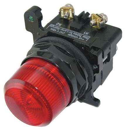 EATON Cutler-Hammer Pilot Light, LED, 24VAC/DC, Red 10250T197HLRP24