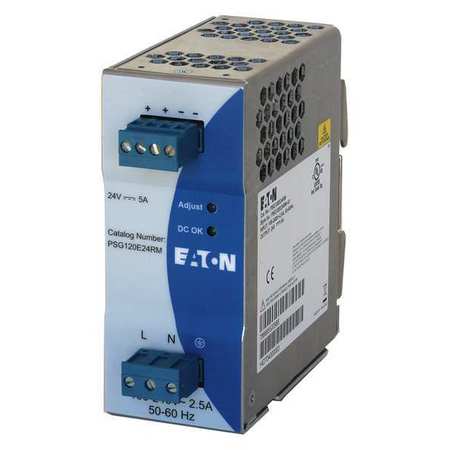 EATON DC Power Supply, 100/240V AC, 24V DC, 120W, 5A, DIN Rail PSG120E24RM