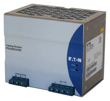 EATON DC Power Supply, 100/240V AC, 24V DC, 480W, 20A, DIN Rail PSG480E24RM