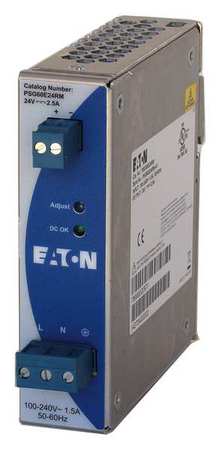 EATON DC Power Supply, 100/240V AC, 24V DC, 60W, 3.75A, DIN Rail PSG60E24RM