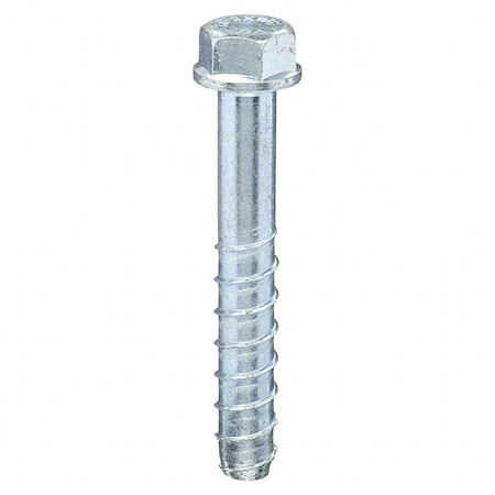 Zoro Select Concrete Screw, 3/8" Dia., Hex, 5 in L, Steel Zinc Plated, 40 PK U70520.037.0500